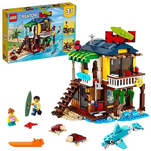 Lego Creator Surfer Beach House, Kit di Costruzione in Mattoncini 3 in 1, Faro e Casetta con Piscina e Animali Giocattolo, Giochi per Bambini e Bambine da 8 Anni in su, Idea Regalo Creativa