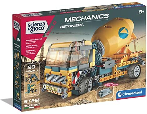 Clementoni - Scienza Build-Camion Betoniera-Set Costruzioni Bambini, Laboratorio Meccanica, Gioco Scientifico 8 Anni (Versione in Italiano) -Made in Italy, Multicolore,