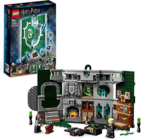 Lego Harry Potter Stendardo della Casa Serpeverde da Parete, Giocattolo Sala Comune del Castello di Hogwarts con Minifigure di Draco Malfoy, Giochi da Collezione e Viaggio per Bambini e Bambine