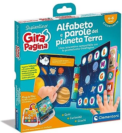 Clementoni Sapientino Girapagina, L’Alfabeto Del Pianeta Terra Libro Educativo Ed Interattivo Per Stimolare L'Interesse Alla Lettura, Per Bambini Dai 4 Anni (Gioco In Italiano)