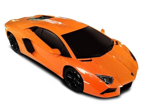 RE-EL TOYS Lamborghini Aventador Auto radiocomandata 2.4GHz in Scala 1:18 (cm 26) Con luci Anteriori e posteriori. Licenza Ufficiale, Colore Arancione,