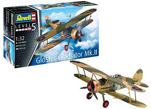 Revell -- MK II-Modellino Aereo 1:32, 26,2 cm Gloster Gladiator Kit per Modelli, Colore Non Laccato, Medio, 3846