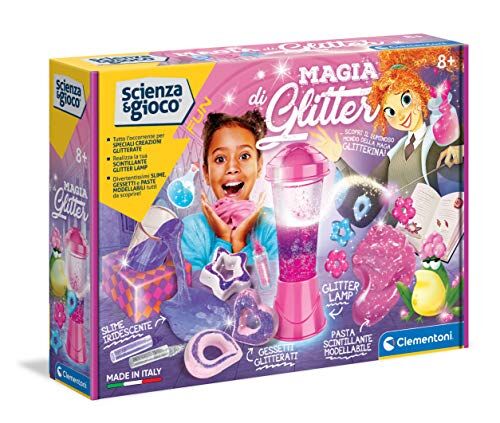 Clementoni - Scienza Fun-Magia di Glitter, Laboratorio, Fabbrica Slime Glitterato, Gioco scientifico (Versione in Italiano), Bambini 8 Anni+, Made in Italy, Multicolore,