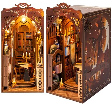 Ketilrub DIY book nook casa delle bambole,biblioteca magica con Mobili e Luce LED,modellismo 3D,modellismo da costruire in miniatura,Adatto a persone dai 14 anni in su