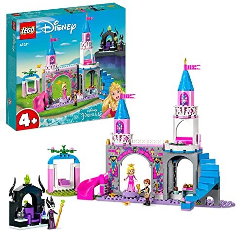 Lego Disney Princess Il Castello di Aurora, Giocattolo con Mini Bamboline della Bella Addormentata, del Principe Filippo e Malefica, Giochi per Bambine e Bambini dai 4 Anni