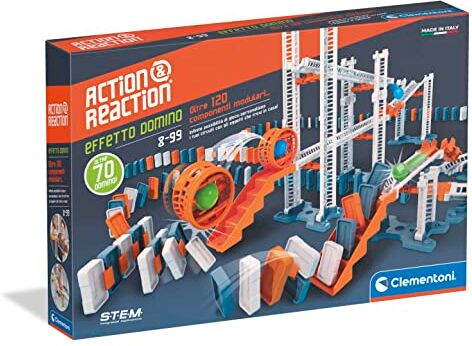 Clementoni - Action & Reaction-Effetto Domino Costruzioni, Pista Biglie per Bambini, Marble Run, Gioco Scientifico 8 Anni, Set Espansione (Versione Italiana) -Made in Italy, Multicolore,