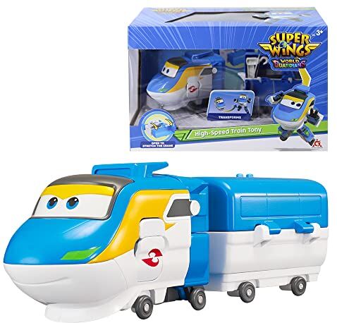 Super Wings Treno Trasformabile Robot Tony Adatto A Bambini E Bambine Di 3 4 5 6 7 Anni, Figure D'Azione Del Treno Di Trasformazione Per Il Gioco Prescolare E Regali Di Compleanno, 5 Pollici