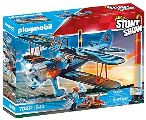 Playmobil Air Stunt Show  "Phoenix, Biplano Giocattolo con Suoni del Motore, Giocattoli per Bambini a Partire dai 5 Anni