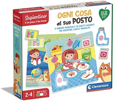 Clementoni Sapientino Ogni Cosa al Suo Posto, gioco educativo 2 anni con schede illustrate, tessere ad incastro, Play For Future, Made in Italy,