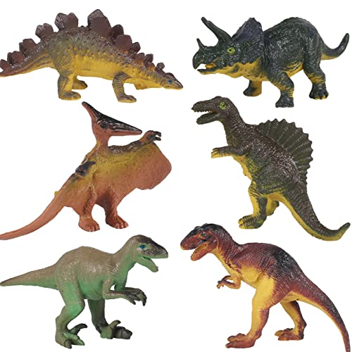 FINDIR 6Pz Dinosauri Giocattoli in Plastica Realistico Dinosaur Figure Toys Mini Dinosauri Set di Dinosauri per Bambini compresi T-Rex Velociraptor Triceratopo Giochi per 3 4 5 6 Anni