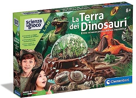 Clementoni - Scienza Lab-La Terra Kit Paleontologia, Botanica e Geologia, Laboratorio Scientifico Bambini 8 Anni, Gioco Dinosauri, Vulcani, Terrarium, Made in Italy, Colore Italiano, Large,