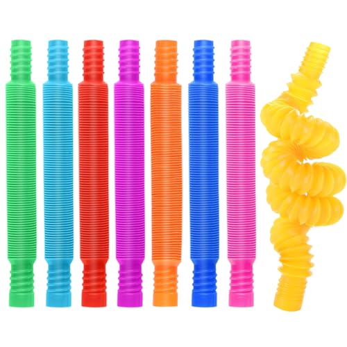 PLKSEI 8 Pezzi Giocattoli Sensoriali Mini Pop Tubes Tubi Pop Stretch Multicolore Pop Tube Adatto a Bambini,Ragazzi e Adulti per Alleviare l'ansia