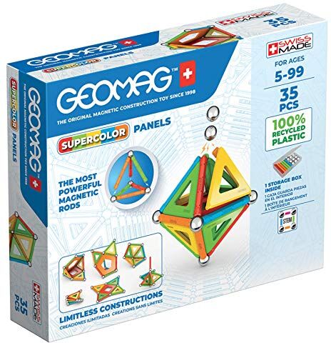 Geomag Supercolor Magnetic Constructions for Kids, Magnetic Toy, Green Collection 100% Recycled Plastic, 35 Pieces