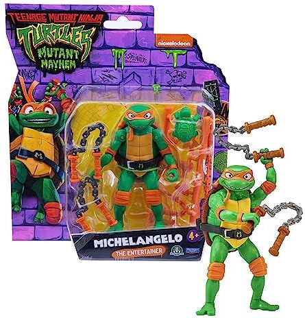 Giochi Preziosi Michelangelo Tartarughe Ninja Caos Mutante, Michelangelo in versione Action Figure Base Articolata da 12 cm, Personaggio con Armi da Combattimento, Per Bambini dai 4 anni