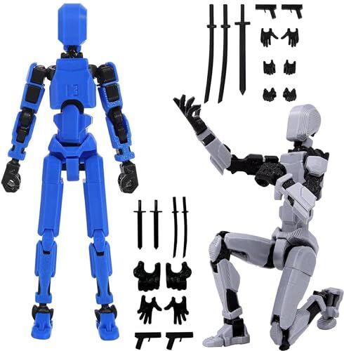 HNIEHEDT Figura T13, Titani 3D, Figura d'azione Titan 13, Figura d'azione T13, Robot mobile multi-snodato con manichino stampato in 3D Azione Lucky 13 (blue+gray)