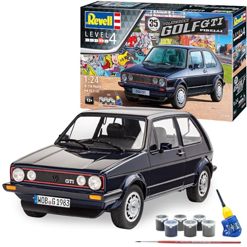 Revell -35 Years VW Golf 1 GTI Pirelli Volkswagen Modellino da Costruire, 12 99 Anni, Scala 1:24, Colore Nero,