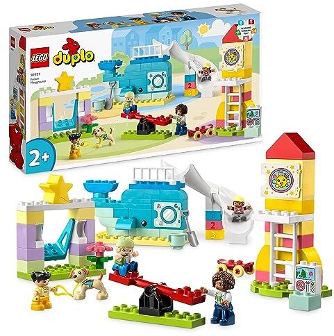 Lego DUPLO Il Parco Giochi dei Sogni, Giochi di Costruzioni per Bambini e Bambine da 2 Anni in su con Balena e Razzo da Costruire, Aiuta a Imparare Lettere, Numeri e Colori con i Mattoncini