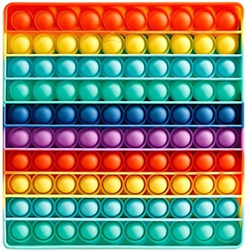 Captor Pop Push It Grande 20 x 20cm Giocattolo Antistress Push Pop 10 x 10 Palline Modello Quadrato Arcobaleno in Silicone di Alta qualità Adatto per la Scuola Adulti e Bambini(1 Linea per Colore)