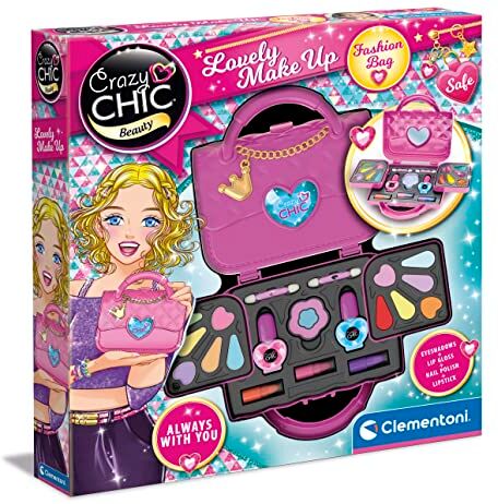 Clementoni - Crazy Chic-Make Up Bag-Trousse, Cofanetto Lavabili, Set Cosmetici Bambini 6 Anni, Borsetta con Trucchi, Multicolore,