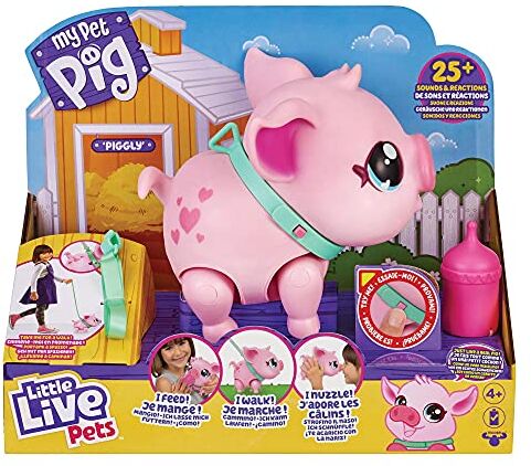 Giochi Preziosi , Live Pets Piggly, Maialino Giocattolo Interattivo, Giochi Bambini 4 Anni +, Passeggia e Balla, Grugnisce e Reagisce alle Azioni del Bambino, con Guinzaglio e Biberon Inclusi