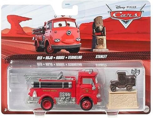 Disney Cars 2023 Mattel scala 1:55 pressofuso 2-pack Red The Fire Truck e Stanley Monument