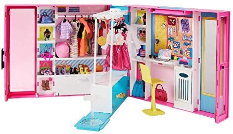 Barbie Armadio dei Sogni Largo 60 cm, con 5 Abiti Diversi e +30 Accessori, Bambola Non Inclusa, Giocattolo per Bambini 3+ Anni,