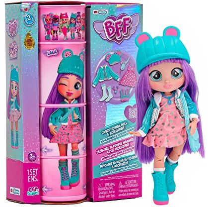 BFF BY CRY BABIES BFF Cry Babies S2 Lala   Bambola Fashion da collezionare con Capelli lunghi, Vestiti in tessuto & 9 Accessori Giocattolo Regalo per Bambine e Bambini da 5+ Anni