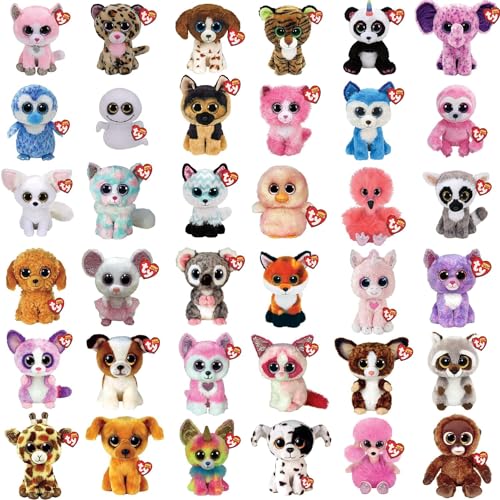 Ty Assortimento 5 peluche Beanie Boo's da 15 cm I morbidi pupazzi con gli occhi glitter grandi scintillanti Selezione casuale No doppi