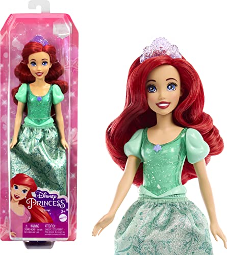 Mattel Disney Princess Ariel bambola con capi e accessori scintillanti ispirati al film, giocattolo per bambini, 3+ Anni,