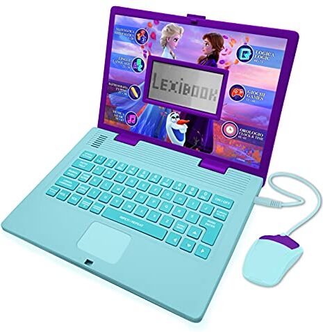 Lexibook Disney Frozen 2 Computer Portatile Educativo Bilingue Italiano/Inglese 124 attività Matematica Logica Musica Orologio  3+anni