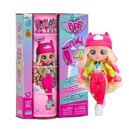 BFF BY CRY BABIES BFF Cry Babies S2 Hannah   Bambola Fashion da collezionare con Capelli lunghi, Vestiti in tessuto & 9 Accessori Giocattolo Regalo per Bambine e Bambini da 5+ Anni