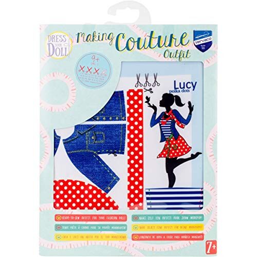 Vervaco Lucy Pois Dress Your Doll Outfit Making Set, Multicolore
