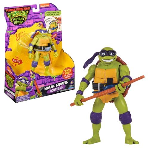 Giochi Preziosi Donatello Tartarughe Ninja Caos Mutante, Donatello Deluxe Parlante da 15 cm con Effetti Sonori e Funzione Meccanica da Combattimento, Per Bambini dai 4 anni