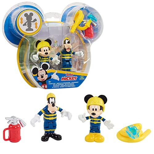 Giochi Preziosi Topolino Coppia di Mini Personaggi, Topolino e Pippo Pompieri 8cm, articolati con 4 punti di articolazione, collezionali tutti, per bambini a partire dai 3 anni, MCC04310,