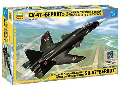 Zvezda -Modellino da Combattimento Sukhoi SU-47 Berkut WA, in Scala 1:72, Colore Nero, 7215