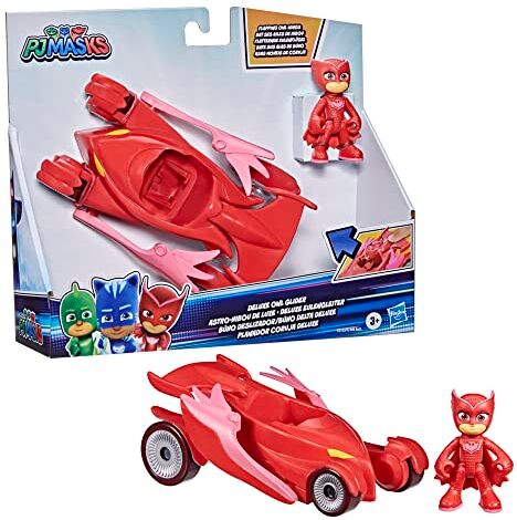 PJ MASKS Deluxe Vehicle Preschool Toy, Owl Glider Car with Owlette Action Figure for Kids Ages 3 and Up, Black