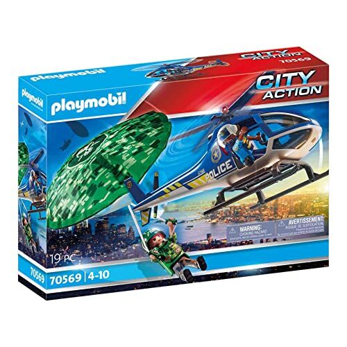 Playmobil City Action  Elicottero della Polizia e fuggitivo, dai 4 ai 10 Anni