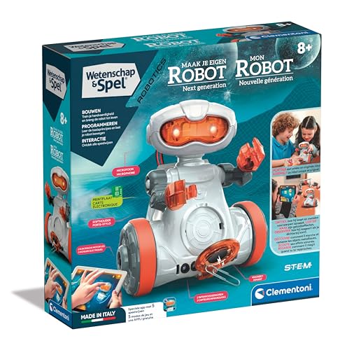 Clementoni Science & Game Mio Robot Robot giocattolo (Lingua Francese, Lingua Olandese), Programmabile, Robot Interattivo, STEM, Robotica, Giochi Educativi 8 Anni, Made In Italy