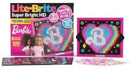 Lite Brite Super Bright HD Edizione Barbie Tavola da Disegno Luminosa a LED, Arte Luminosa Effetto Neon, Gioco Creativo per Bambini, Ideale per Bambini e Bambine dai 4 Anni in su