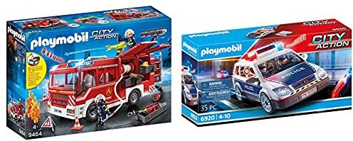 Playmobil City Action 9464 Autopompa Dei Vigili Del Fuoco, Dai 4 Anni & City Action 6920 Auto Della Polizia, Dai 4 Anni