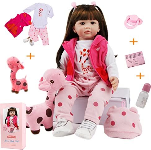 ZIYIUI Bambola Reborn Femmina 60 Cm 24 Pollici Silicone Morbido Vinile Realistico Neonate Bambole Reborn Reborn Doll Simulazione Bello Ragazza Regalo di Natale Giocattolo