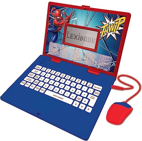 Lexibook Spider-Man Computer portatile educativo bilingue italiano/inglese 124 attività per un apprendimento divertente e interattivo Matematica, logica, musica, orologio