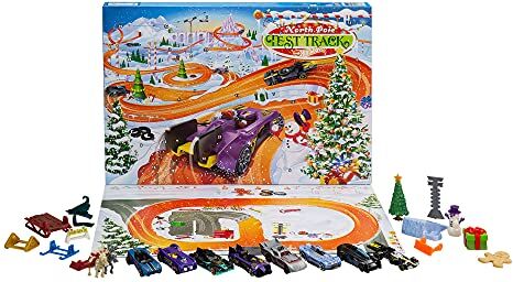 Hot Wheels Calendario dell'avvento con 24 sorprese Che includono 8 Veicoli in Scala 1:64 e Altri Accessori, Oltre a Un Tappetino da Gioco, Regalo per Collezionisti e Bambini dai 3 Anni in su,