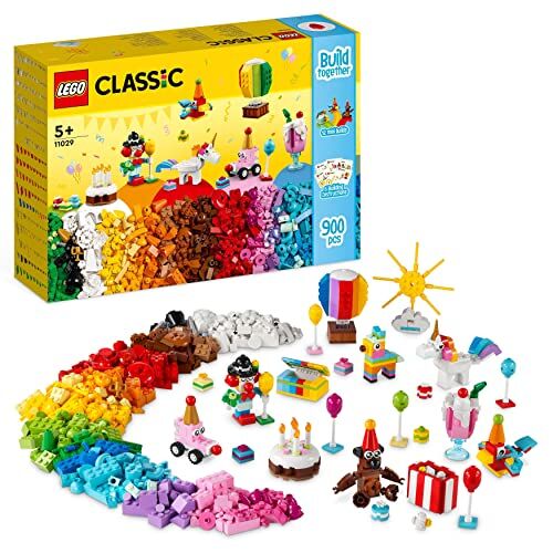 Lego Classic Party Box Creativa, Animali Giocattolo per Bambini e Bambine, Giochi da Condividere in Famiglia con 12 Mini-Costruzioni: Orsacchiotto, Clown e Unicorno