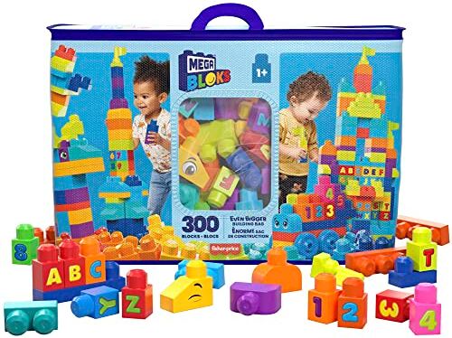 Mega BLOKS Sacca Eco Blocchi Grande, Set di Costruzioni con 300 Blocchi Grandi e Colorati, 1 Sacca per Contenerli, Giocattolo e Regalo per Bambini da 1 anno in su,