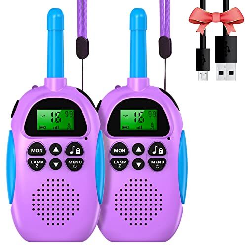 uleway Walkie Talkie Bambini Ricaricabili Longue Portée, Ricetrasmittenti 16 Canali con LCD Retroilluminato Funzione VOX Blocco Tastiera Torcia, Regalo per Ragazze e Ragazzi di 3-12 Ann