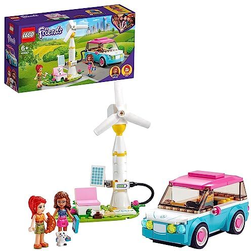 Lego Friends L’Auto Elettrica di Olivia, Macchinina Giocattolo e Stazione di Ricarica Ecologica da Costruire, Giochi per Bambina e Bambino da 6 Anni in su, Set con 2 Mini Bamboline e un Cane