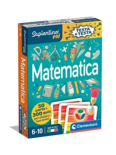 Clementoni - Sapientino Testa Gioco Educativo 6 Anni, Quiz, Flashcards Matematica-Made in Italy, Colore Italiano, Medium,