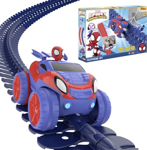 Smoby - Spidey FleXtreme Set, 7600180918, 4 anni, 4.4 m di pista, 184 pz, 1 auto spidey, batterie incluse