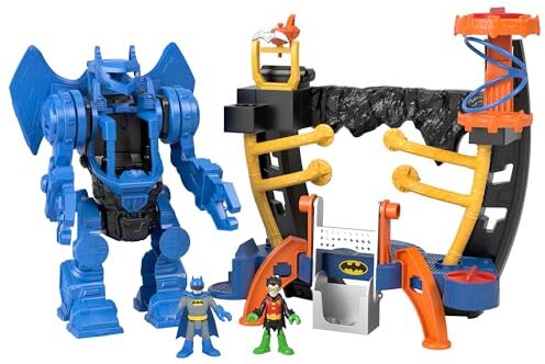 Fisher Price ​Imaginext DC Super Friends Robot Centro di Comando di Batman, Playset con robot rimovibile alto 25+ cm, include personaggi di Batman e Robin, giocattolo per bambini, 3+ anni,